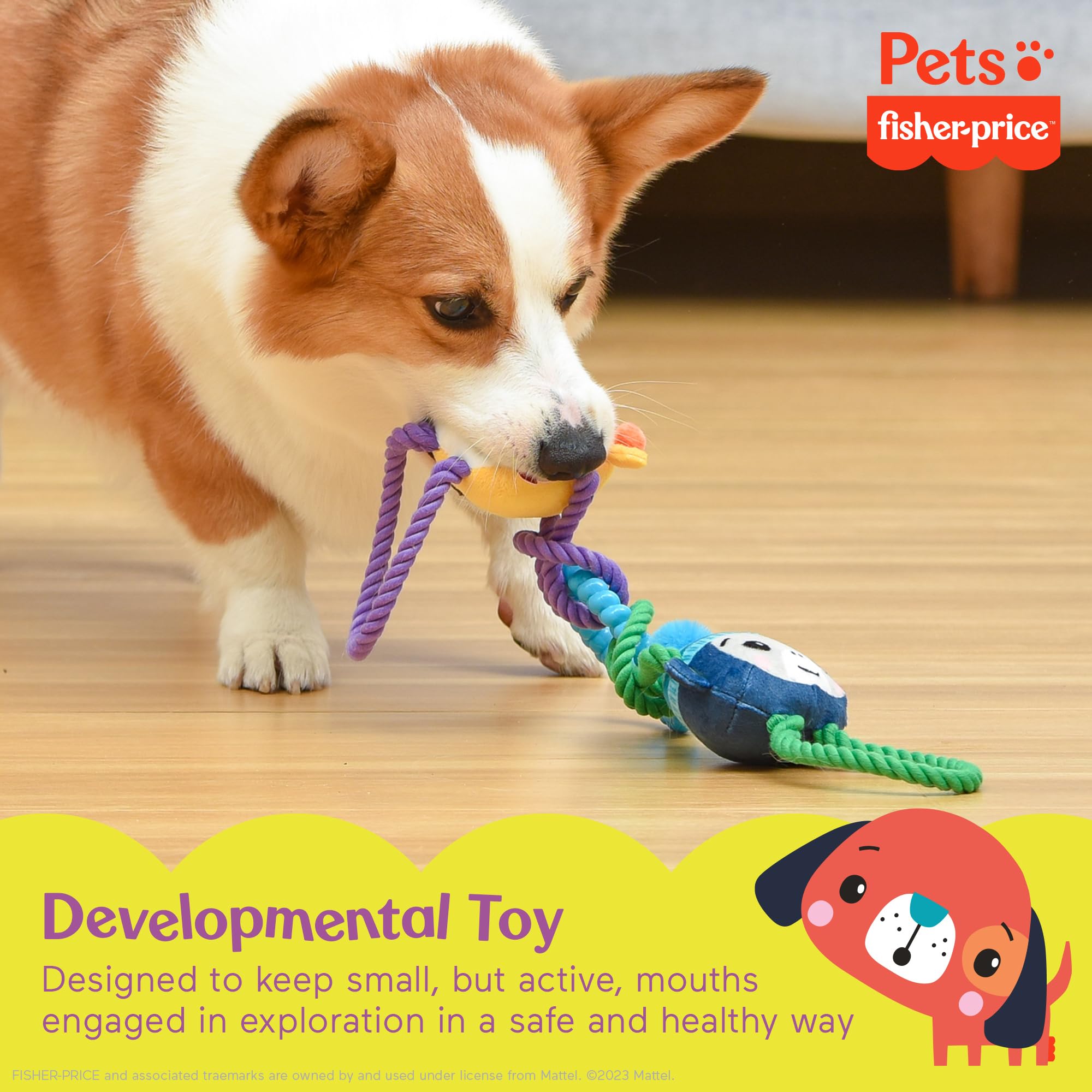 Fisher-Price for Pets 'Tugs With Friends' Interactive Toy for Dogs | Fetch, Tug, Enrichment, and Puppy Teething | Multifunctiona